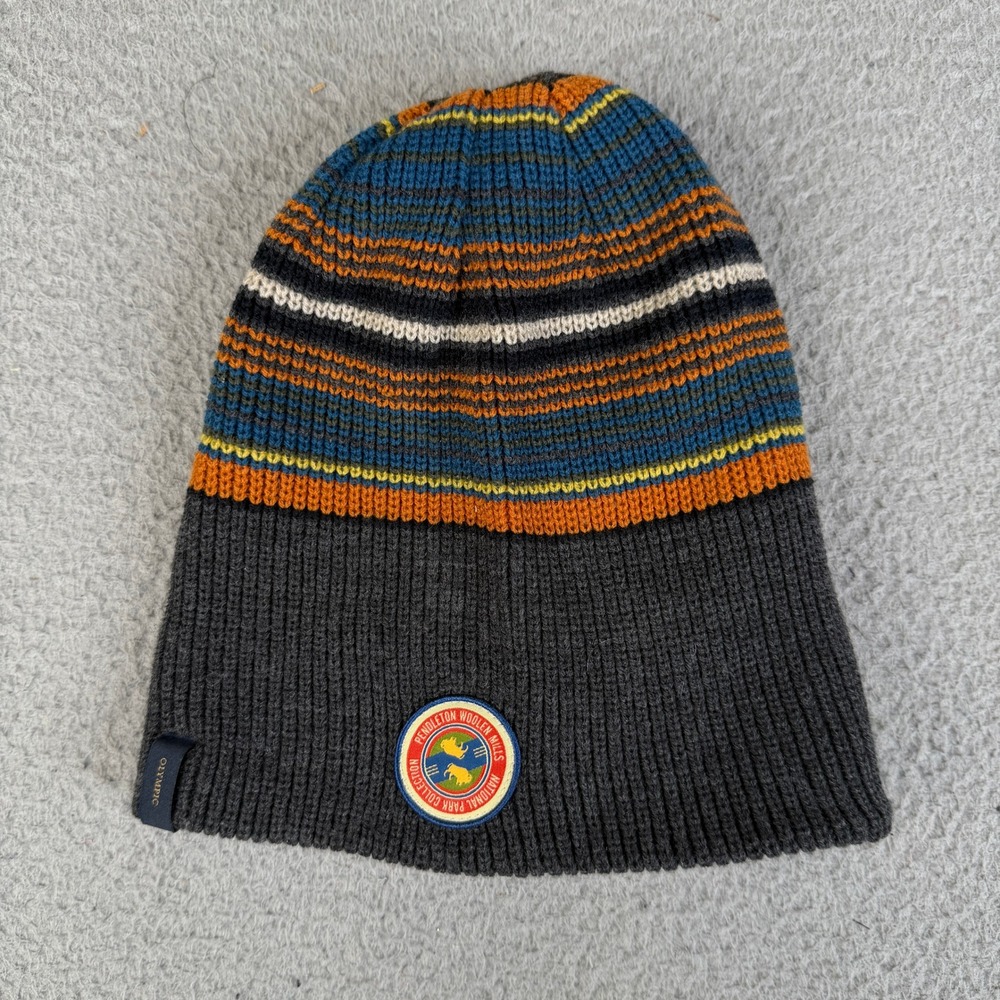 Pendleton Beanie Mens OS Gray Olympic National Park Reversible Striped Knit Hat